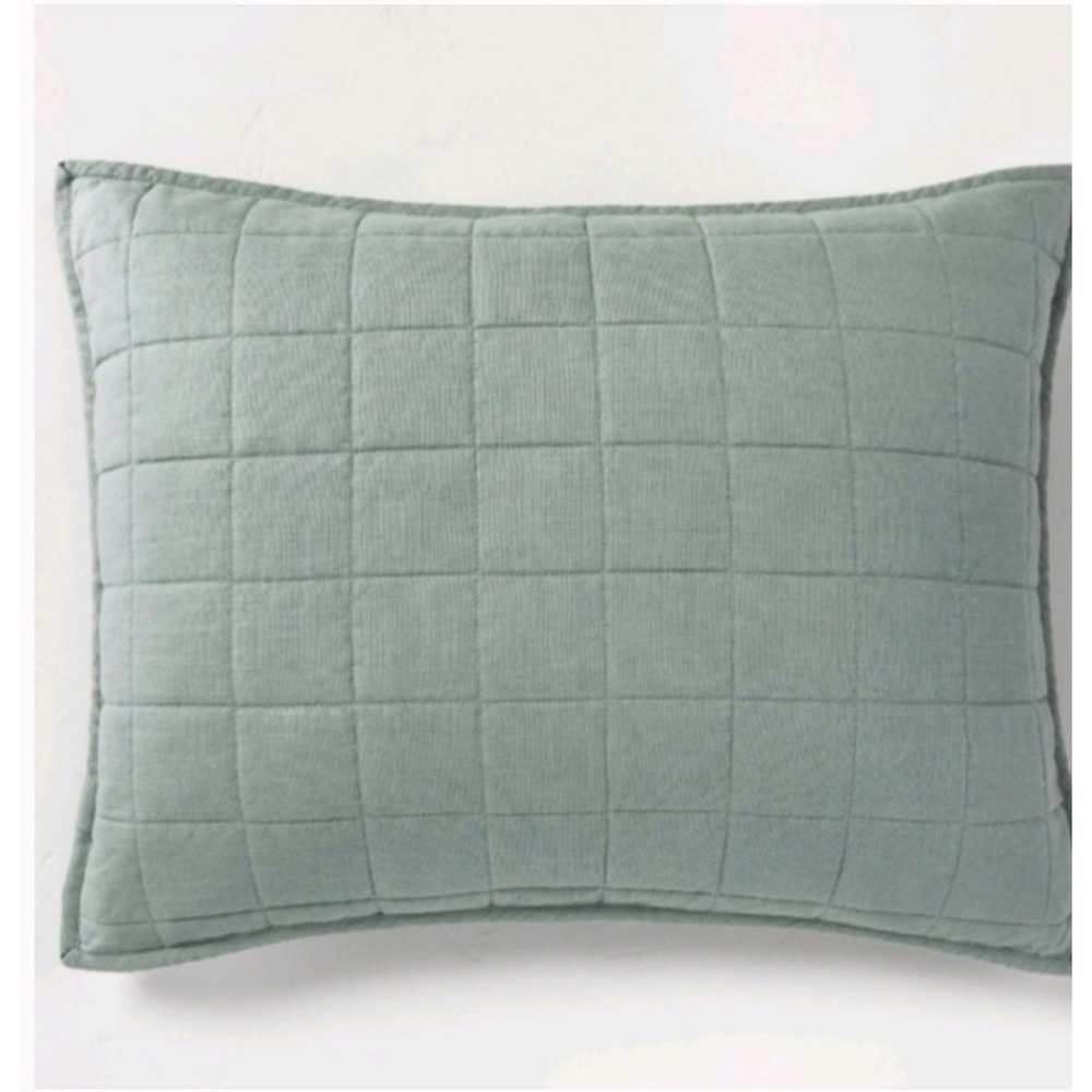 Casaluna Heavyweight Rayon Linen Euro Quilted Sham in Sage Green